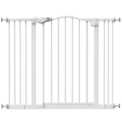 29-39.6" Baby Gate for Stairs, Auto Close Both Sides Dog Gate with One-Hand Opening, 30" Tall Safety Gates for Pets, Hallways, Bedrooms, Wall Pressure Mount No Drill, White