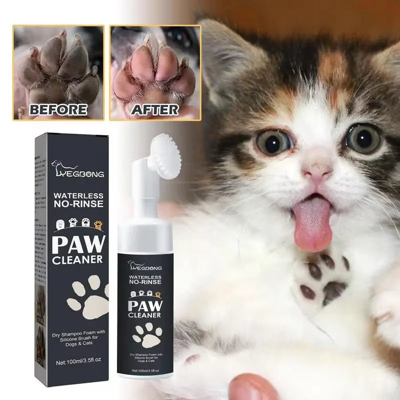 100Mlpaw Cleaner Foam Dog Claw Cleaner Cat Paw Cleaner Waterless Pet Shampoo with Dog Brush for Rinse-Free Cat Paw Deep Cleanser